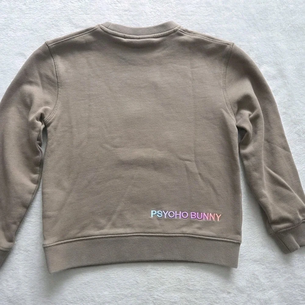 Psycho Bunny Kids Crewneck‎ 5/6 Ombre Logo Long Sleeve Tan/taupe